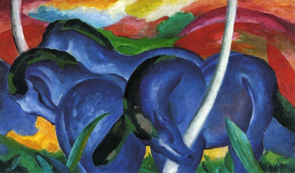 The Large Blue Horses, by Franz Marc